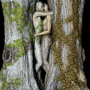 Embracing Nature Sculpture PNG image with transparent background