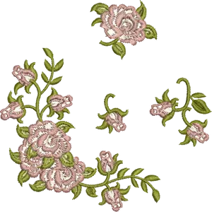 Embroidered Floral Designon Black Background PNG Image