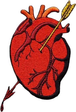 Embroidered Heartwith Arrow Patch PNG Image