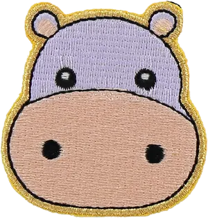 Embroidered Hippopotamus Patch PNG Image