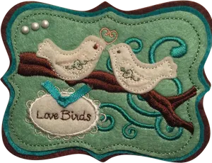 Embroidered Love Birds Artwork PNG Image