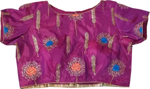 Embroidered Purple Silk Blouse PNG Image