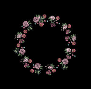 Embroidered Rose Wreath Design PNG image with transparent background