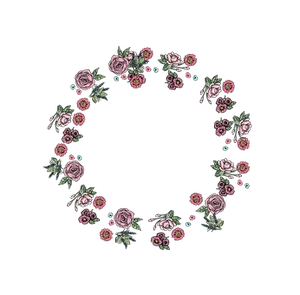 Embroidered Rose Wreath Design PNG Image