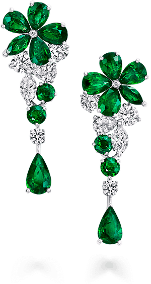 Emerald Png Background Image - Graff Diamonds Emerald Earrings, Transparent Png PNG with transparent background
