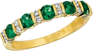 Emerald Diamond Gold Ring PNG Image