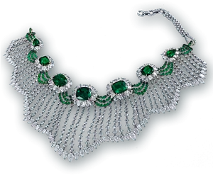 Emerald Diamond Necklace Luxury Jewelry PNG Image