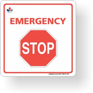 Emergency Stop Sign Redand White PNG Image