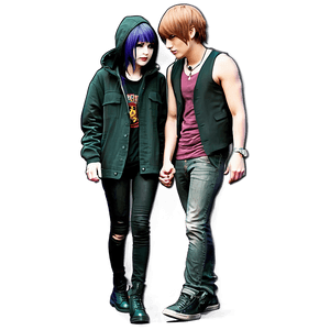 Emo Couple Art PNG eci PNG image with transparent background