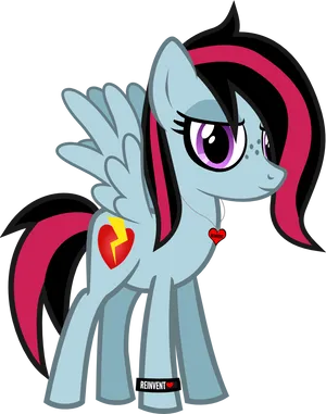 Emo Pegasus Cartoon Character PNG Image