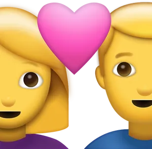 Emoji Couple With Heart PNG Image