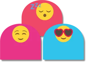 Emoji Trio Sleeping Smiling Sunglasses PNG Image