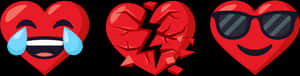 Emotional Hearts Expressive Icons PNG image with transparent background