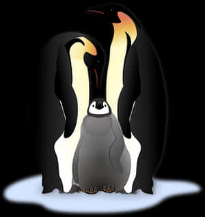 Emperor Penguinand Chick Illustration PNG image with transparent background