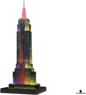 Empire State Building Night Lights Model PNG Image