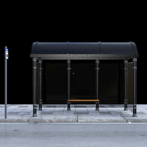 Empty Bus Stop Night Scene PNG image with transparent background