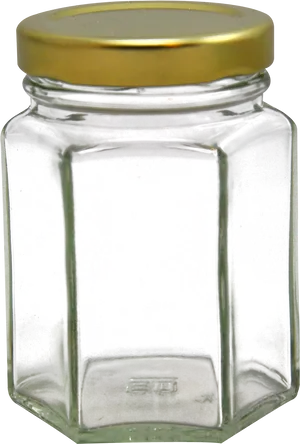 Empty Glass Jarwith Gold Lid PNG Image