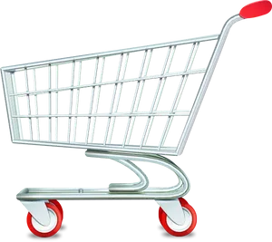 Empty Metal Shopping Cart PNG Image