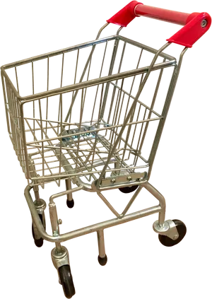 Empty Metal Shopping Cartwith Red Handles PNG Image