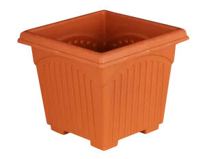 Empty Orange Flower Pot PNG Image