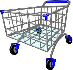 Empty Shopping Cart3 D Render PNG Image