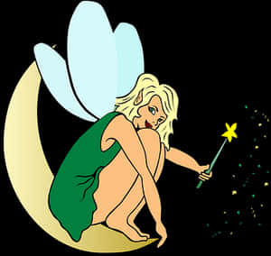 Enchanted Fairywith Magic Wand PNG image with transparent background