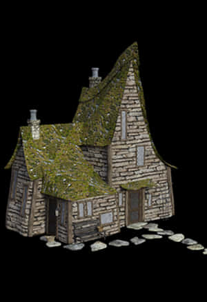 Enchanted Forest Cottage PNG with transparent background