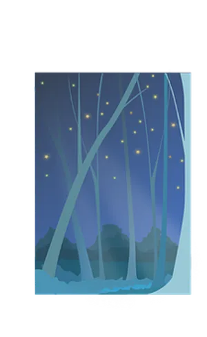 Enchanted Forest Night Scene PNG Image