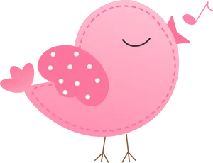 Enchanted Garden Pink Bird Illustration PNG Image