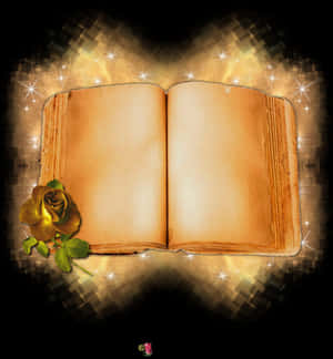 Enchanted Open Bookwith Rose PNG image with transparent background
