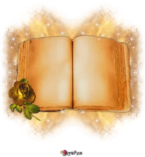 Enchanted Open Bookwith Rose PNG Image