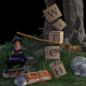 Enchanted Witchcraft Night Scene PNG image with transparent background