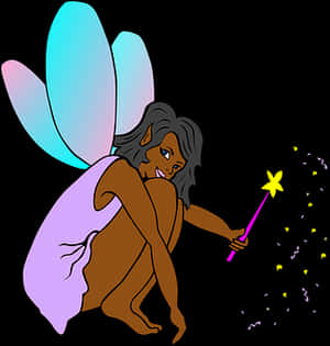 Enchanting Fairywith Magic Wand PNG image with transparent background