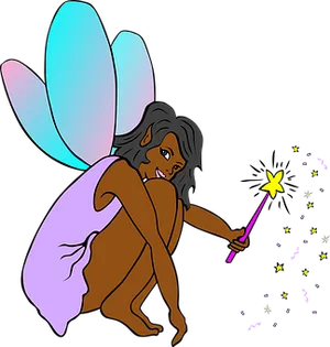 Enchanting Fairywith Magic Wand PNG Image