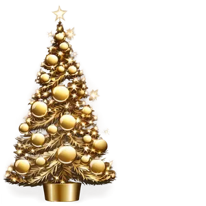 Enchanting Gold Christmas Tree Night Png Fbp PNG Image