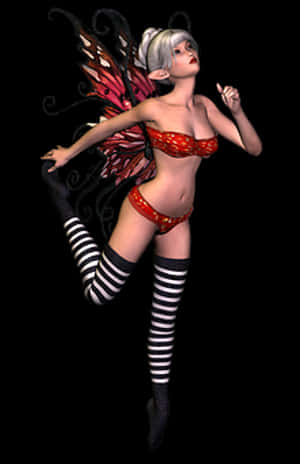 Enchanting Striped Fairy PNG image with transparent background