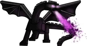 Ender_ Dragon_ Breathing_ Purple_ Fire PNG Image