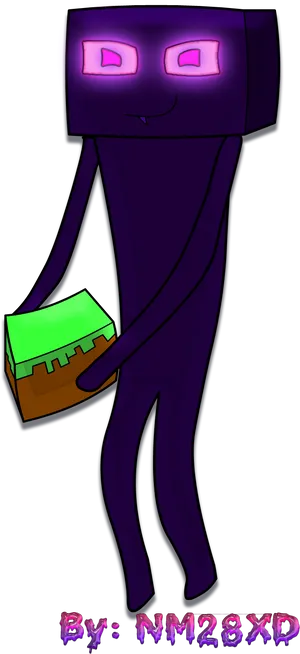 Enderman_ Holding_ Block_ Artwork.png PNG Image