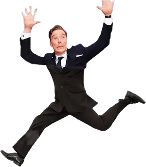 Energetic Businessman Jumping PNG Image