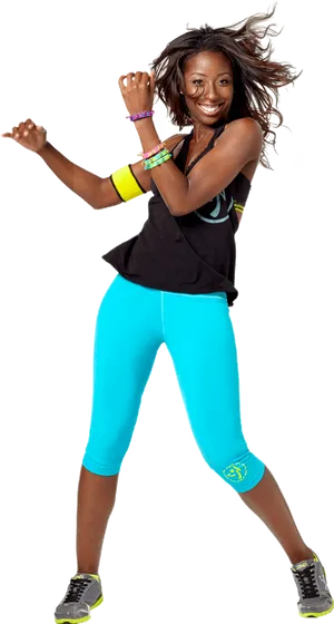 Energetic Zumba Dancer Posing PNG Image