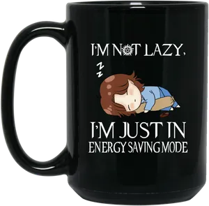 Energy Saving Mode Cartoon Mug PNG Image