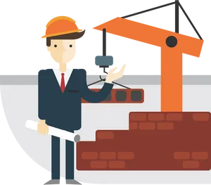 Engineer Overseeing Construction Site.png PNG Image