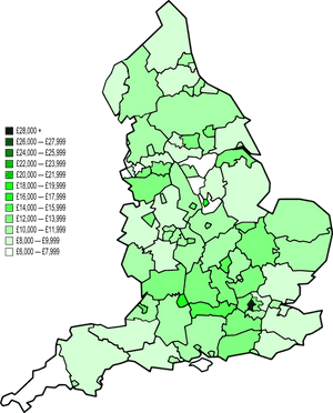 Map Of Nuts 3 Areas In England By Gva Per Capita - Gdp Per Capita Uk Map, HD Png Download PNG image with transparent background