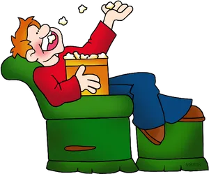 Enjoying Popcorn Clipart PNG Image