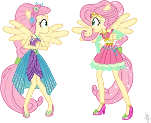 Equestria Girls Fluttershy Variants PNG Image