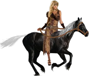 Equestrian_ Fashion_ Model_ Riding_ Horse PNG Image