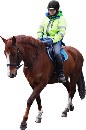 Equestrian_ Rider_in_ High_ Visibility_ Gear PNG Image