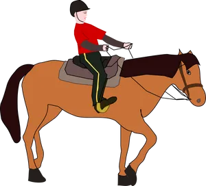 Equestrian_ Rider_in_ Red_ Shirt PNG Image