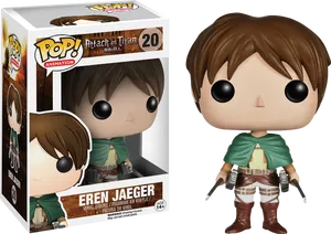 Eren Jaeger Funko Pop Figure PNG Image