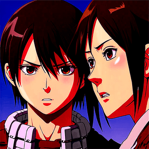 Eren Yeager and Mikasa Ackerman PNG qnd61 PNG image with transparent background